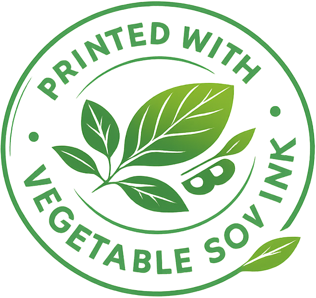 Printed with Vegetable Soy Ink